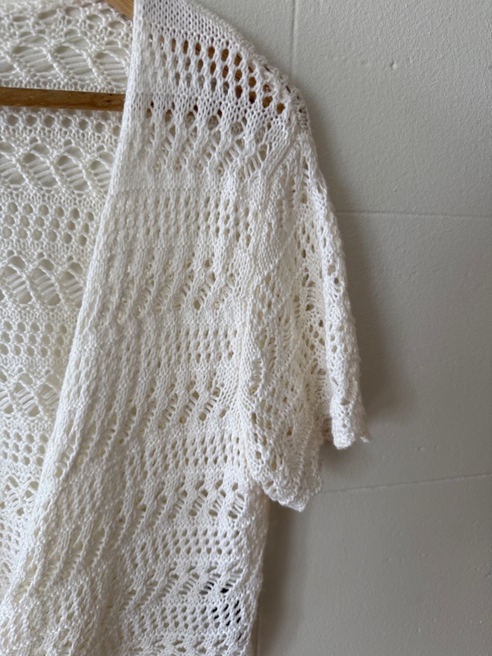 Crochet Tie Front Top Boho Knit Open Front Layering | Medium - Picture 2 of 9